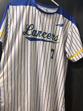 Lancers Pinstripe Baseball Jersey - Blue & Yellow